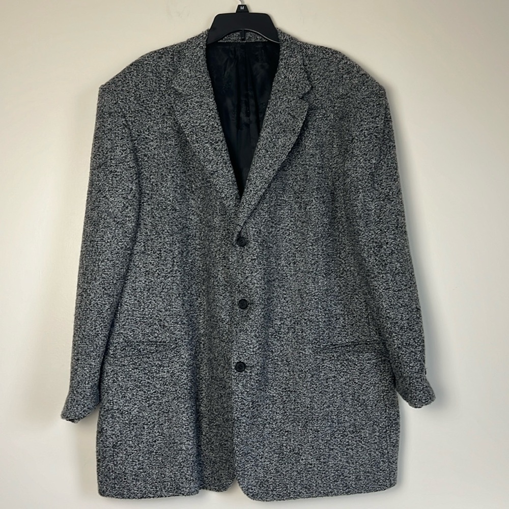 VERSACE Classic V2 Men’s Gray and Black Marbled Wool Suit Jacket Blazer Size 66R